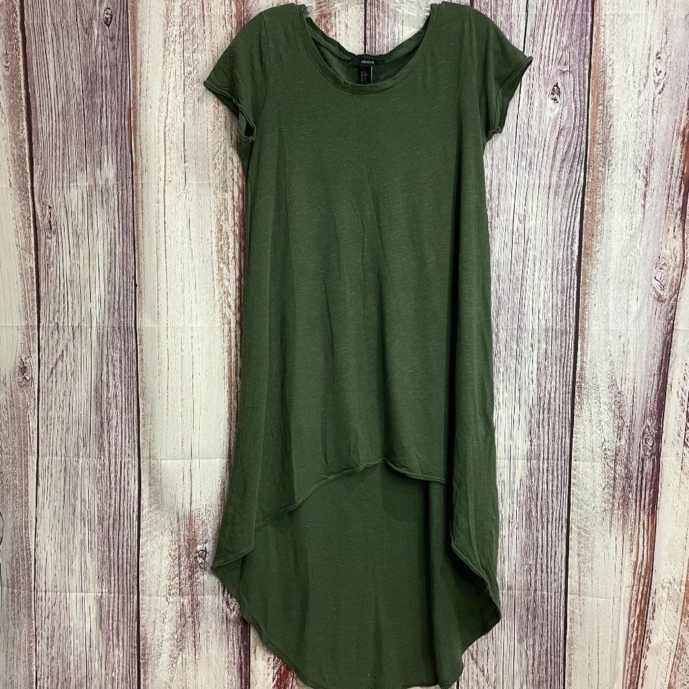 Forever 21 Women’s Size Small Olive Green Short Sleeve Hi-Lo Cotton Dress #5030